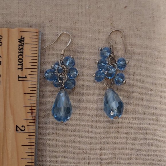 Sterling blue cut crystal drop earrings - Picture 4 of 5